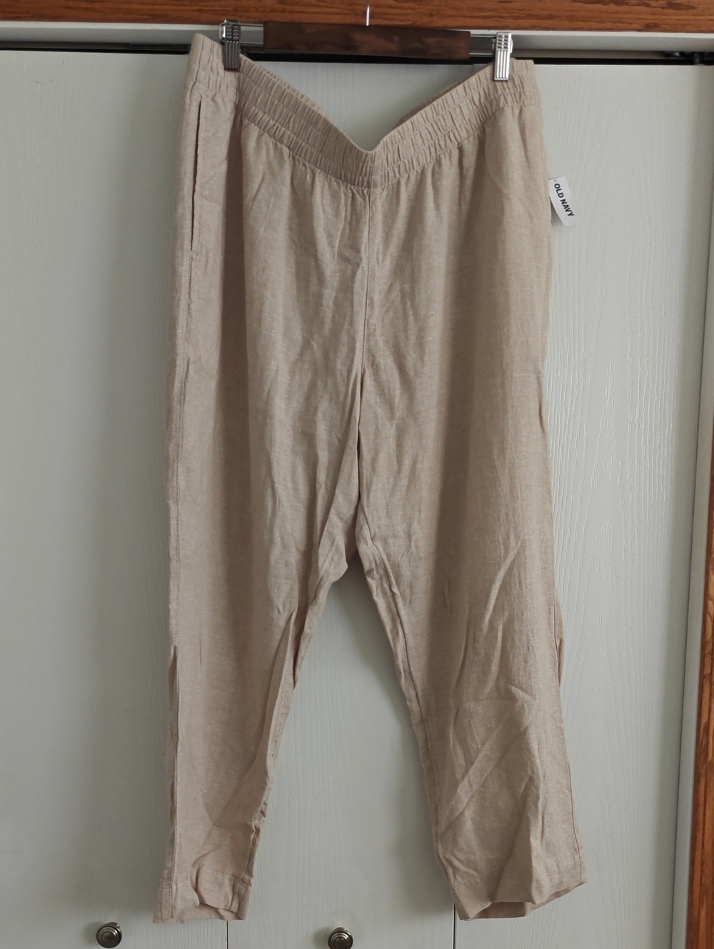 Old Navy Tan Relaxed Linen-Blend Pants